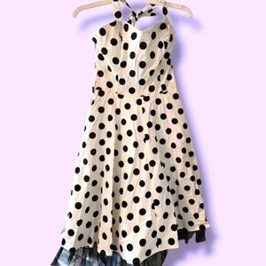 NWT White W/Large Black Polka Dots & Black Tulle Hem - Swing Dress